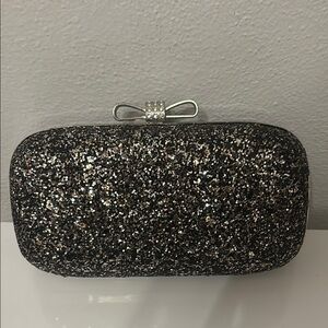 Elegant Black Glitter Clutch